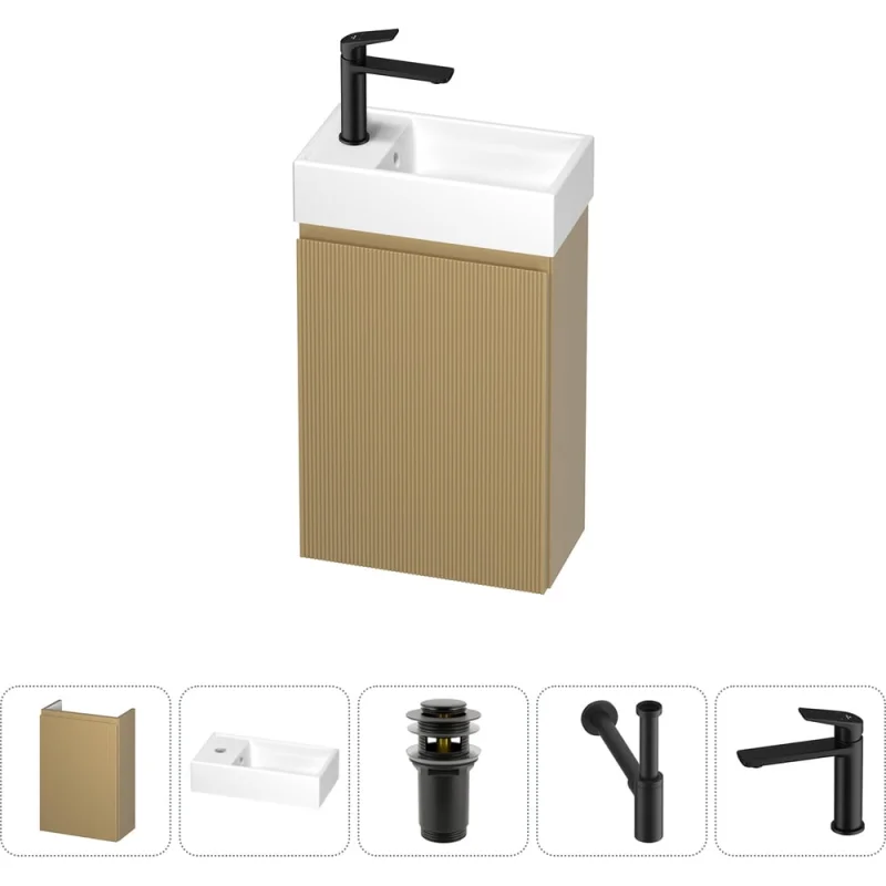 Комплект подвесной тумбы с раковиной для ванной и туалета Wellsee WC Area в наборе 5 в 1 20216878R