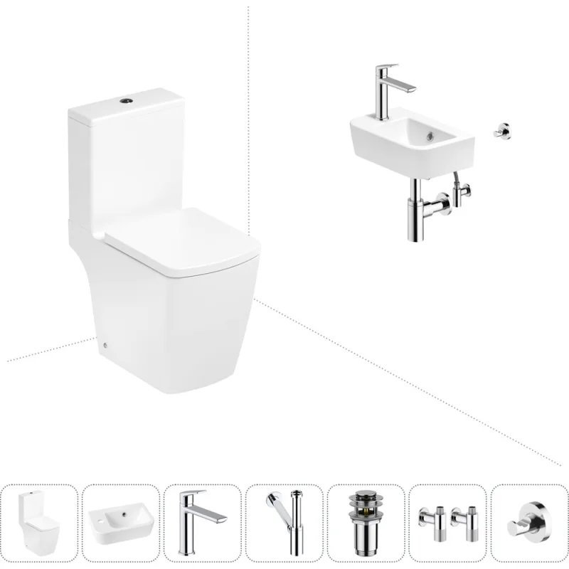Безободковый напольный унитаз Lavinia Boho Aveo Compacto Rimless в комплекте 7 в 1 202008825