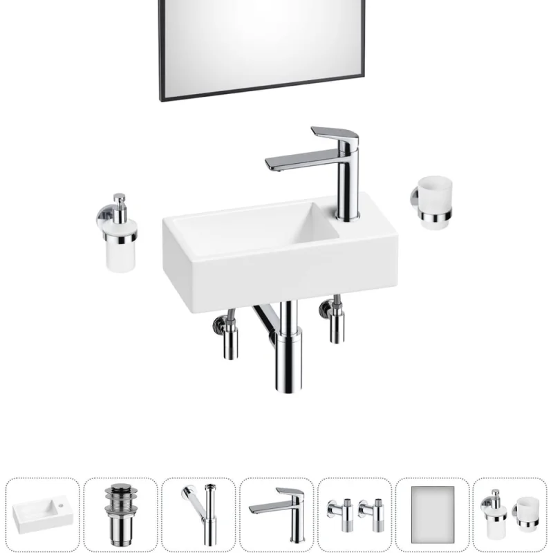 Комплект Wellsee 7 в 1 Lavinia Boho Bathroom Sink накладная/подвесная раковина 40x20 см 20219573R
