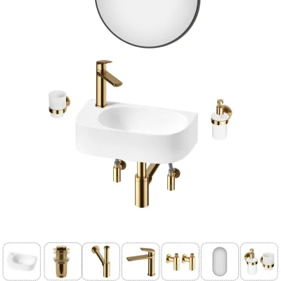 Комплект Wellsee 7 в 1 Lavinia Boho Bathroom Sink накладная/подвесная раковина 40x22 см 20219757R