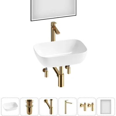 Комплект Wellsee 6 в 1 Lavinia Boho Bathroom Sink накладная раковина 46x33 см 20219315R