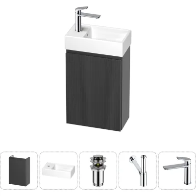 Комплект подвесной тумбы с раковиной для ванной и туалета Wellsee WC Area в наборе 5 в 1 20216872R