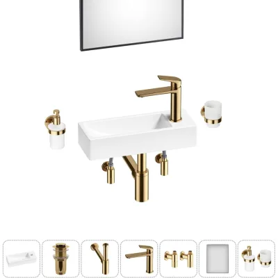 Комплект Wellsee 7 в 1 Lavinia Boho Bathroom Sink накладная/подвесная раковина 38x14 см 20219561R