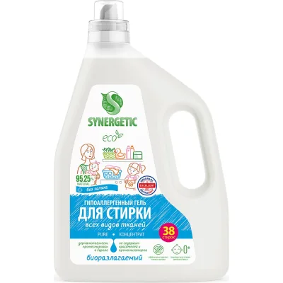 Гель для стирки всех видов тканей SYNERGETIC PURE, 2,28 л 38 стирок 109812