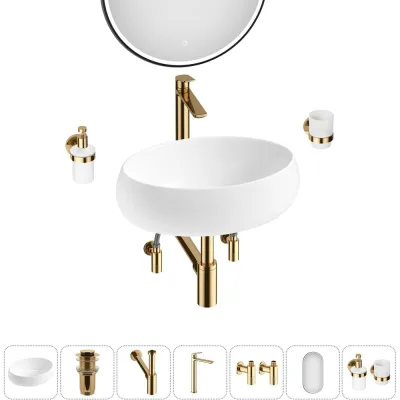 Комплект 7 в 1 Wellsee Lavinia Boho Bathroom Sink накладная раковина 46x31 см (состоит из 3331108 20219255R