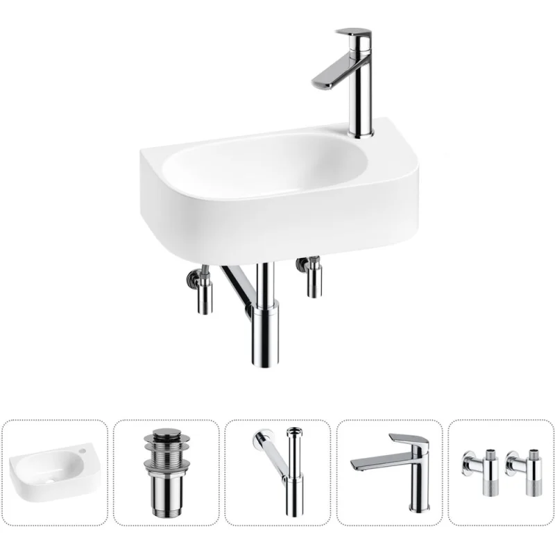 Комплект Wellsee 5 в 1 Lavinia Boho Bathroom Sink накладная/подвесная раковина 40x22 см 20216313R