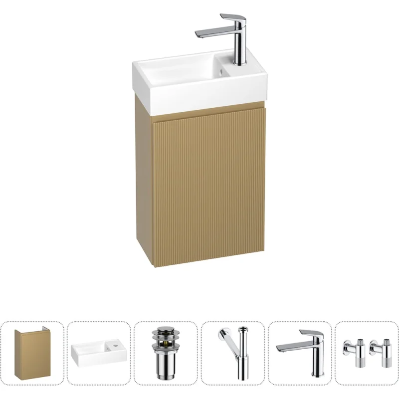 Комплект подвесной тумбы с раковиной для ванной и туалета Wellsee WC Area в наборе 6 в 1 20216883R