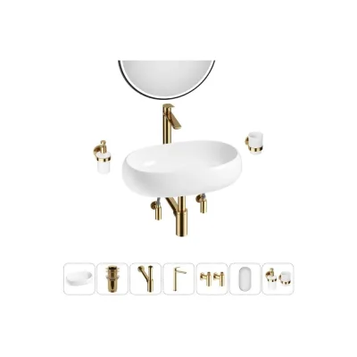 Комплект Wellsee 7 в 1 Lavinia Boho Bathroom Sink накладная раковина 56x33 см 20219263R
