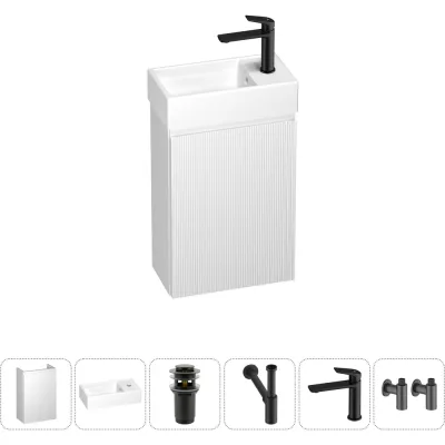 Комплект подвесной тумбы с раковиной для ванной и туалета Wellsee WC Area в наборе 6 в 1 20216886R