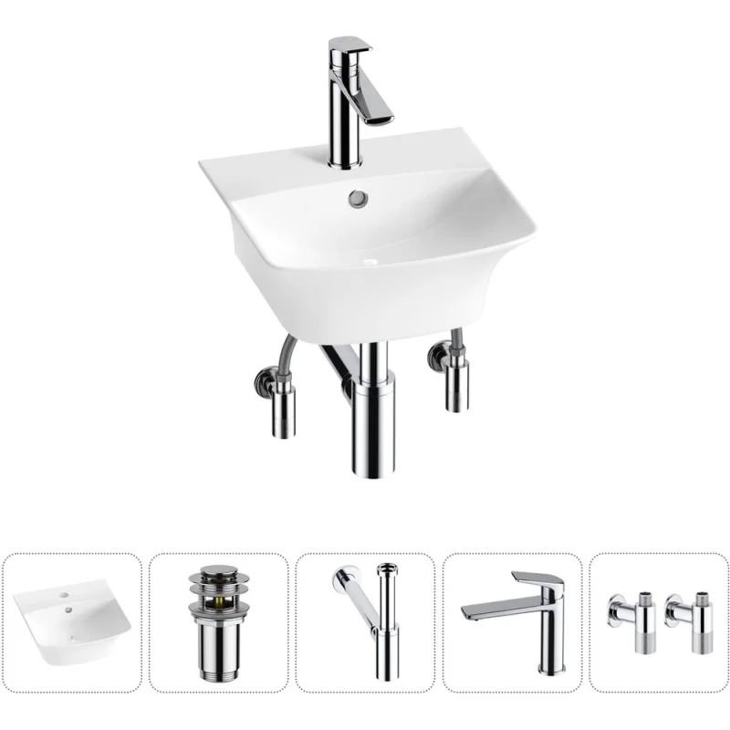 Комплект Wellsee 5 в 1 Lavinia Boho Bathroom Sink накладная/подвесная раковина 35x36 см 20216733R