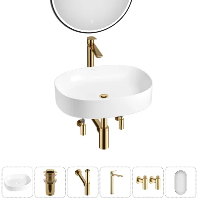 Акционный набор 6 в 1 Wellsee Belle Spa 2.0 накладная раковина 55x45 см, состоит из 33580 20218435R