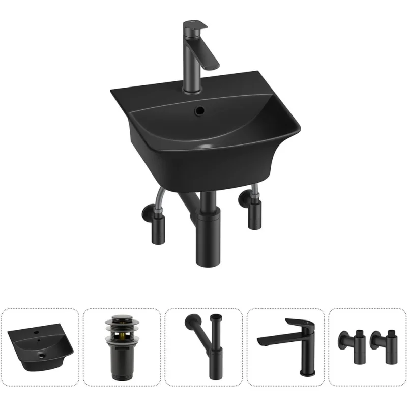 Комплект Wellsee 5 в 1 Lavinia Boho Bathroom Sink накладная/подвесная раковина 35x36 см 20216747R
