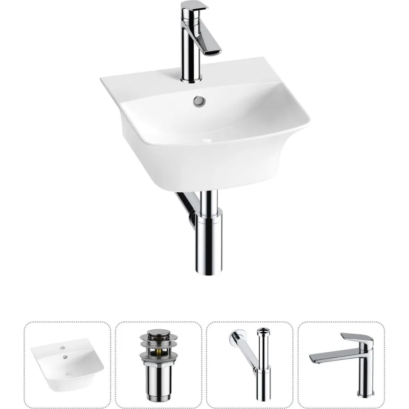 Комплект Wellsee 4 в 1 Lavinia Boho Bathroom Sink накладная/подвесная раковина 35x36 см 20216729R