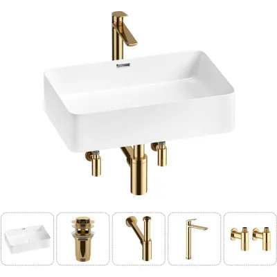 Комплект Wellsee 5 в 1 Lavinia Boho Bathroom Sink накладная раковина 55x37 см 20215237R