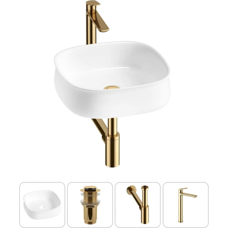 Комплект Wellsee 4 в 1 Lavinia Boho Bathroom Sink накладная раковина 42x42 см 20215454R
