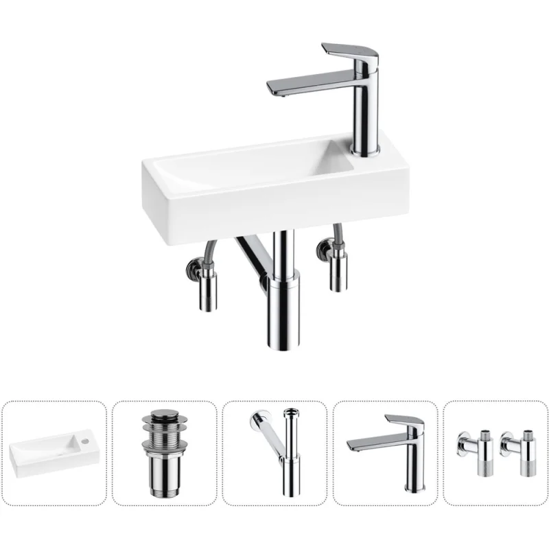 Комплект Wellsee 5 в 1 Lavinia Boho Bathroom Sink накладная/подвесная раковина 38x14 см 20215949R
