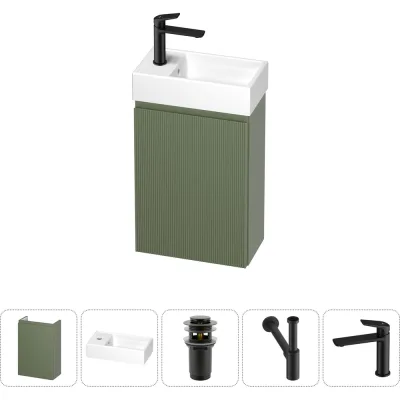 Комплект подвесной тумбы с раковиной для ванной и туалета Wellsee WC Area в наборе 5 в 1 20216880R