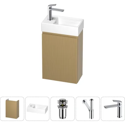 Комплект подвесной тумбы с раковиной для ванной и туалета Wellsee WC Area в наборе 5 в 1 20216873R