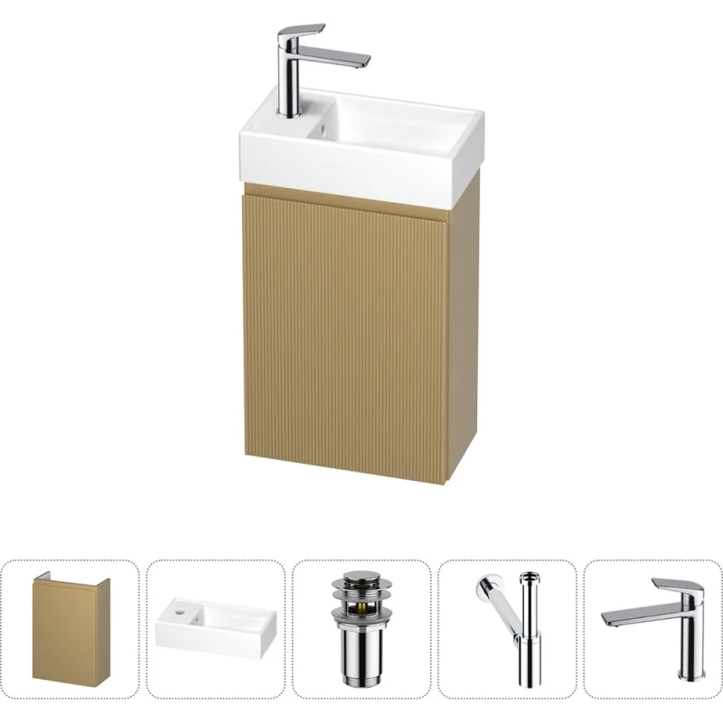 Комплект подвесной тумбы с раковиной для ванной и туалета Wellsee WC Area в наборе 5 в 1 20216873R