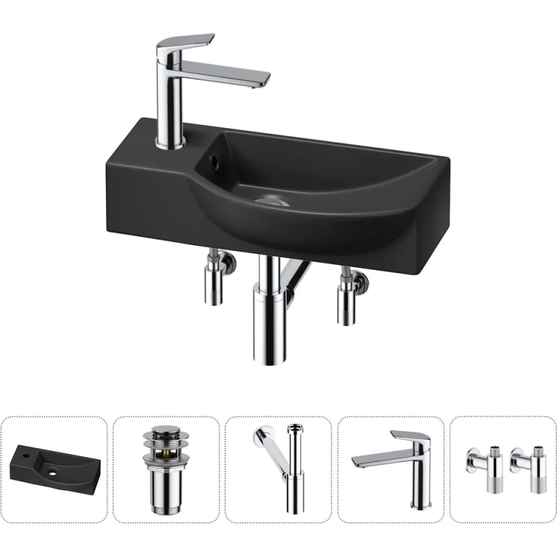 Комплект Wellsee 5 в 1 Lavinia Boho Bathroom Sink накладная/подвесная раковина 45x24 см 20216102R
