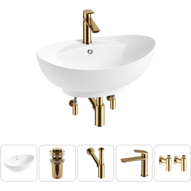 Комплект Wellsee 5 в 1 Lavinia Boho Bathroom Sink накладная раковина 59x39 см 20215157R