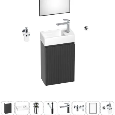 Комплект подвесной тумбы с раковиной для ванной и туалета Wellsee WC Area в наборе 9 в 1 20216942R