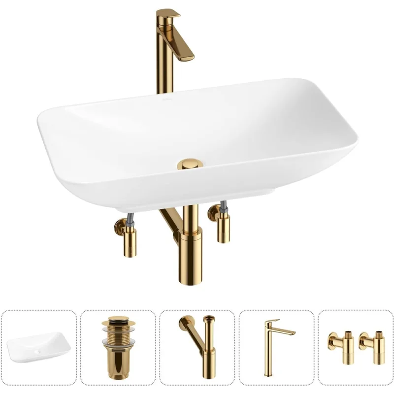 Акционный набор Wellsee 5 в 1 Demure накладная раковина 70x38 см 20214613R