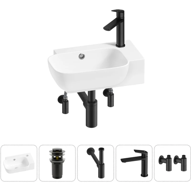 Комплект Wellsee 5 в 1 Lavinia Boho Bathroom Sink накладная/подвесная раковина 40x24 см 20216370R