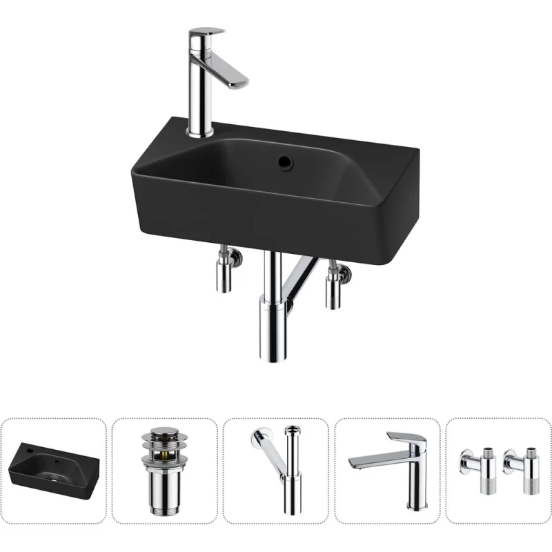 Комплект Wellsee 5 в 1 Lavinia Boho Bathroom Sink накладная/подвесная раковина 40x22 см 20216466R