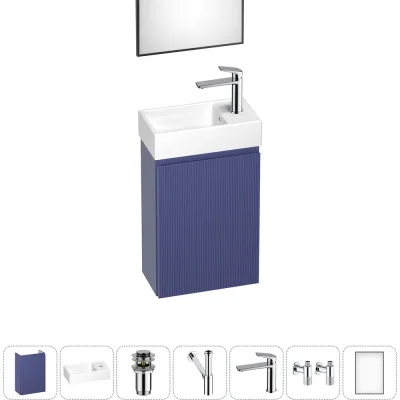 Комплект подвесной тумбы с раковиной для ванной и туалета Wellsee WC Area в наборе 7 в 1 20216904R