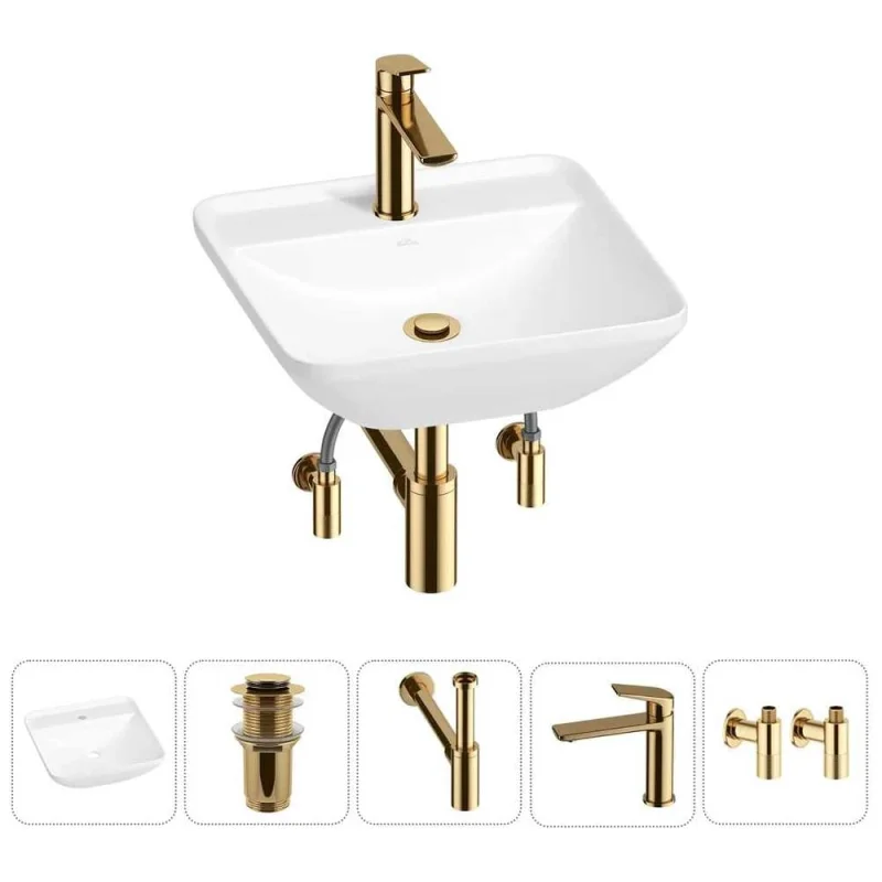 Набор Wellsee 5 в 1 Cute Twin S накладная раковина 43x43 см 20213368R