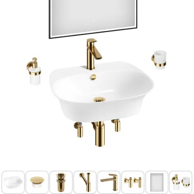 Набор Wellsee 8 в 1 Excellence Pro накладная/подвесная раковина 50x46 см 20219032R