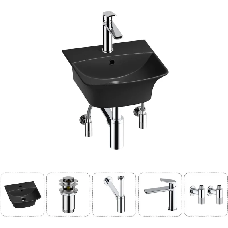 Комплект Wellsee 5 в 1 Lavinia Boho Bathroom Sink накладная/подвесная раковина 35x36 см 20216746R
