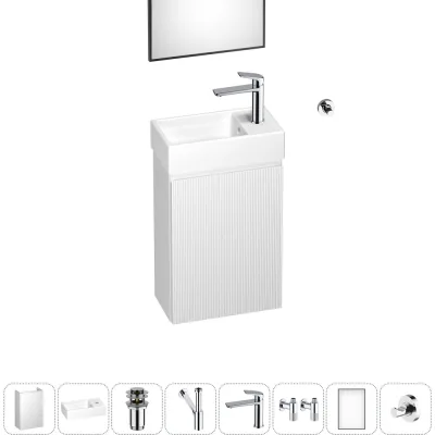 Комплект подвесной тумбы с раковиной для ванной и туалета Wellsee WC Area в наборе 8 в 1 20216921R