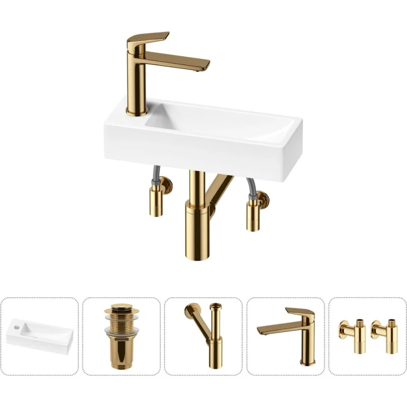 Комплект Wellsee 5 в 1 Lavinia Boho Bathroom Sink накладная/подвесная раковина 38x14 см 20215923R