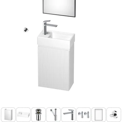 Комплект подвесной тумбы с раковиной для ванной и туалета Wellsee WC Area в наборе 8 в 1 20216931R