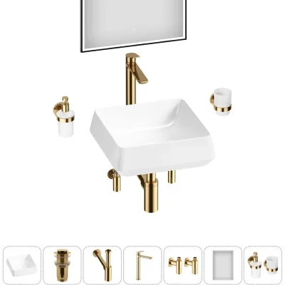 Комплект Wellsee 7 в 1 Lavinia Boho Bathroom Sink накладная раковина 38x38 см 20219431R
