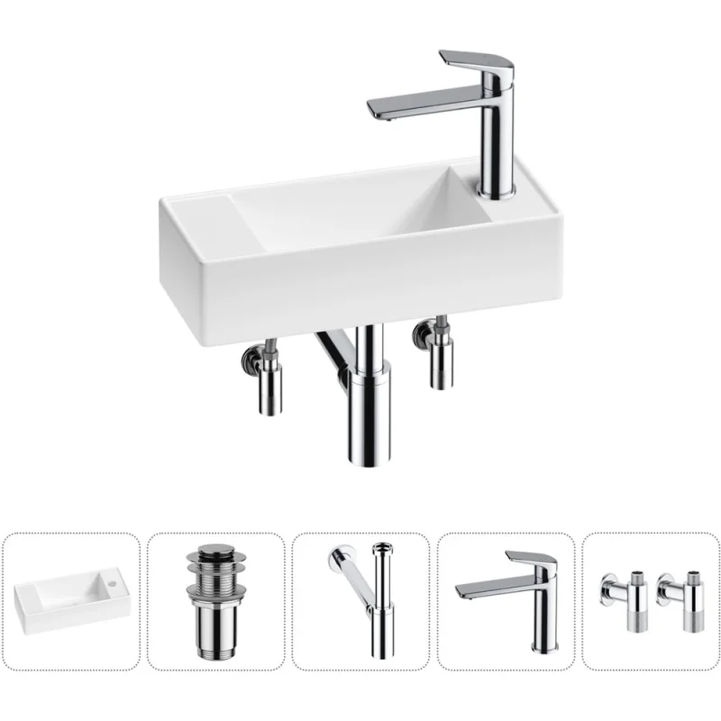 Комплект Wellsee 5 в 1 Lavinia Boho Bathroom Sink накладная/подвесная раковина 43x18 см 20216257R