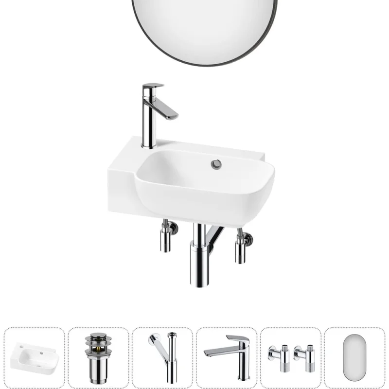 Комплект Wellsee 6 в 1 Lavinia Boho Bathroom Sink накладная/подвесная раковина 40x24 см 20219779R