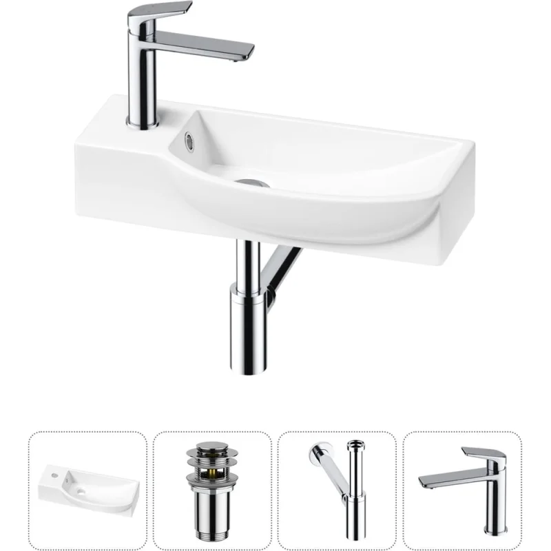 Комплект Wellsee 4 в 1 Lavinia Boho Bathroom Sink накладная/подвесная раковина 50x24 см 20216141R