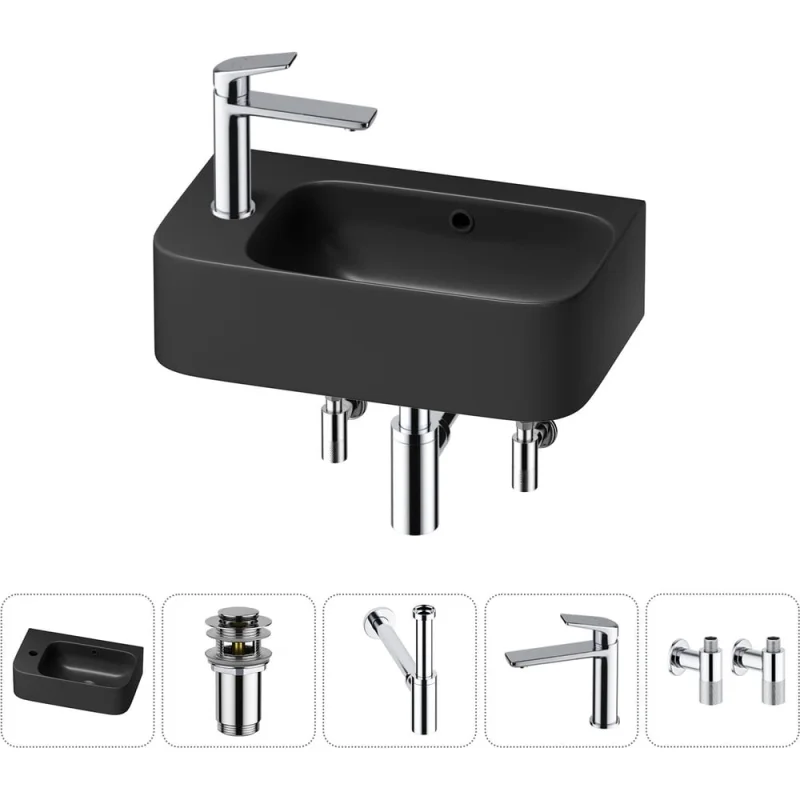Комплект Wellsee 5 в 1 Lavinia Boho Bathroom Sink накладная/подвесная раковина 45x27 см 20216494R