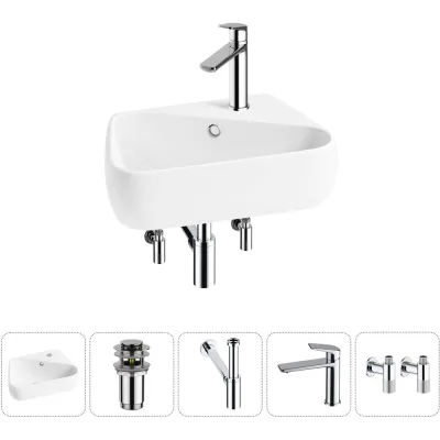 Комплект Wellsee 5 в 1 Lavinia Boho Bathroom Sink накладная/подвесная раковина 44x27 см 20216621R