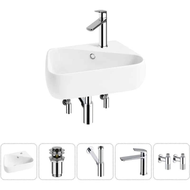 Комплект Wellsee 5 в 1 Lavinia Boho Bathroom Sink накладная/подвесная раковина 44x27 см 20216621R