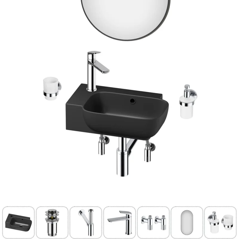 Комплект Wellsee 7 в 1 Lavinia Boho Bathroom Sink накладная/подвесная раковина 40x24 см 20219790R