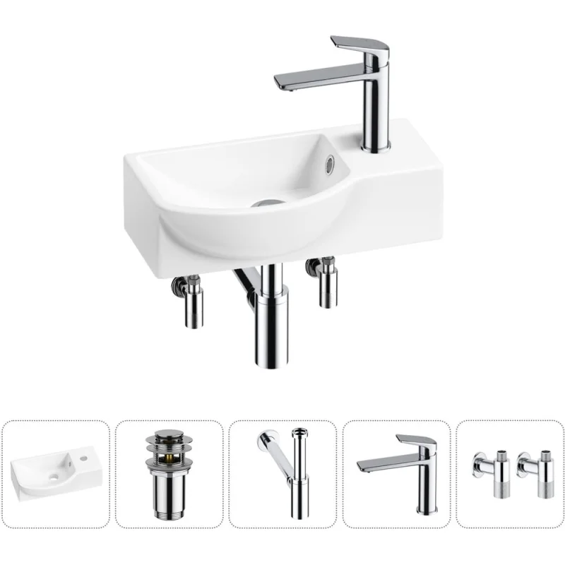 Комплект Wellsee 5 в 1 Lavinia Boho Bathroom Sink накладная/подвесная раковина 40x23 см 20216061R