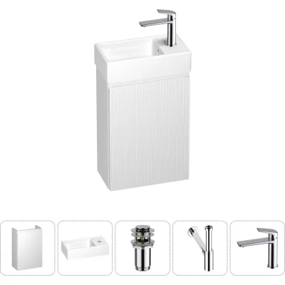 Комплект подвесной тумбы с раковиной для ванной и туалета Wellsee WC Area в наборе 5 в 1 20216861R