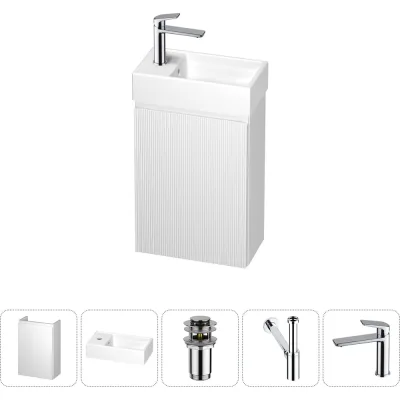 Комплект подвесной тумбы с раковиной для ванной и туалета Wellsee WC Area в наборе 5 в 1 20216871R