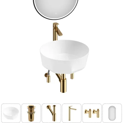 Комплект Wellsee 6 в 1 Lavinia Boho Bathroom Sink накладная раковина 42x42 см 20219483R