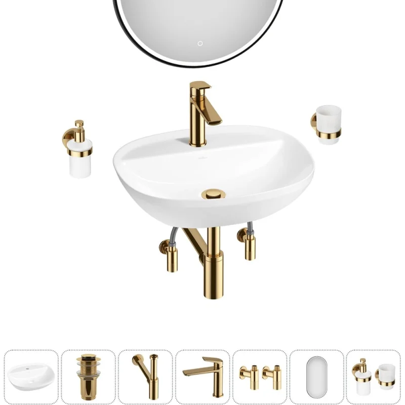 Набор Wellsee 7 в 1 Cute Twin R накладная раковина 50x42 см 20218961R