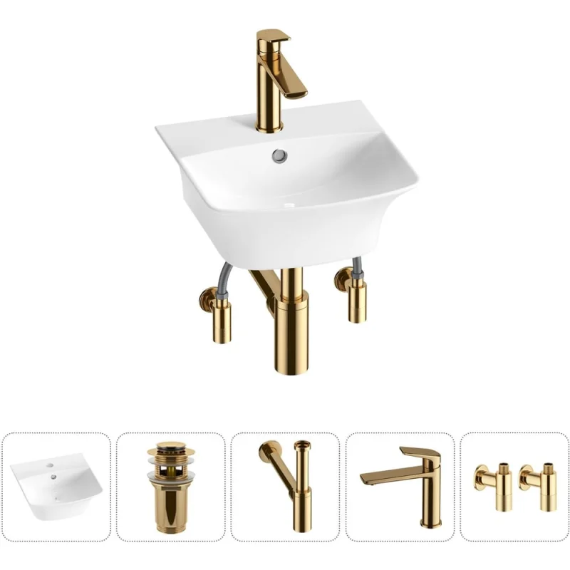 Комплект Wellsee 5 в 1 Lavinia Boho Bathroom Sink накладная/подвесная раковина 35x36 см 20216735R
